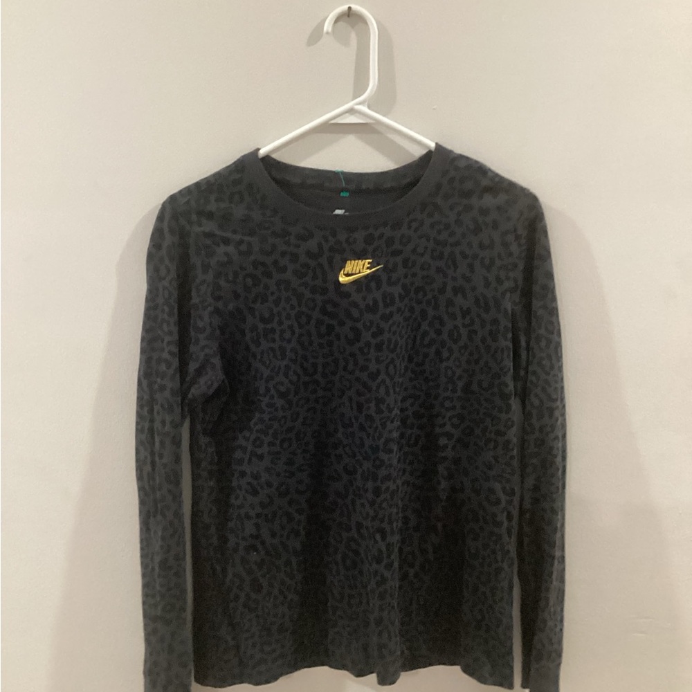 Nike Black Leopard Print Long Sleeve Tee
